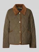 Barbour Jacke mit Druckknopfleiste Modell 'Emilia' in Khaki, Größe 42