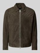 Marc O'Polo Regular Fit Blouson aus weichem Ziegen-Veloursleder in Oli...