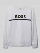 Boss Sweatshirt mit Label-Print in Mittelgrau Melange, Größe 152