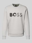 BOSS Green Sweatshirt mit Label-Print in Hellgrau, Größe L