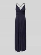 Jake*s Cocktail Abendkleid in Wickel-Optik in Marine Melange, Größe 40