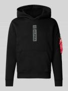 Alpha Industries Hoodie mit Label-Print in Black, Größe L