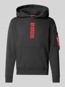 Alpha Industries Hoodie mit Label-Print in Anthrazit, Größe L