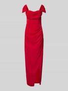 Lipsy Abendkleid mit Karree-Ausschnitt und Gehschlitz in Rot, Größe 38