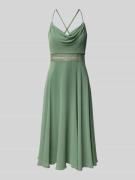 V.M. Cocktailkleid mit Wasserfall-Ausschnitt in Schilf, Größe 32