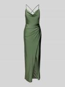 V.M. Abendkleid mit Wasserfall-Ausschnitt in Schilf, Größe 42