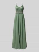 V.M. Abendkleid mit Paillettenbesatz in Schilf, Größe 38