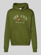 Les Deux Hoodie mit Logo-Stitching Modell 'Ivy' in Khaki, Größe S