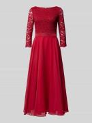 Swing Cocktailkleid mit Häkelspitze in Rot, Größe 38