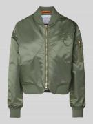 Original Bombers Bomberjacke mit Label-Stitching in Khaki, Größe XS