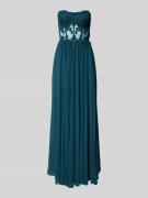 Mascara Abendkleid mit Strasssteinbesatz in Dunkelgruen, Größe 42