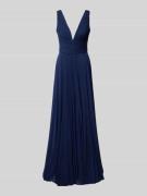 Mascara Abendkleid mit V-Ausschnitt in Dunkelblau, Größe 36