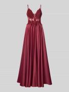 Mascara Abendkleid mit Spitzenbesatz in Rot, Größe 32