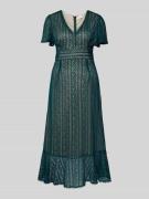 Apricot Midikleid in semitransparentem Design in Gruen, Größe L