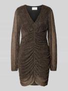 Neo Noir Knielanges Kleid mit Raffungen in Metallic Braun, Größe 36