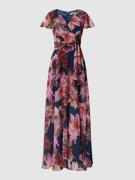 Christian Berg Cocktail Abendkleid mit Bindegürtel in Marine, Größe 32