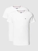 Tommy Jeans Slim Fit T-Shirt mit Label-Stitching im 2er-Pack in Weiss,...