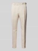 BOSS Slim Fit Leinenhose mit Bundfalten Modell 'Perin' in Beige, Größe...