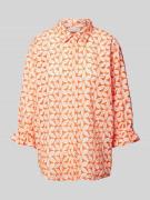 Christian Berg Woman Bluse mit Allover-Muster in Neon Orange, Größe 36