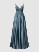 Mascara Abendkleid mit Spitzenbesatz in Bleu, Größe 34