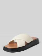 Newd Tamaris Lederslides mit Label-Prägung in Beige, Größe 41