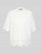 comma Bluse mit Spitzenbesatz in Offwhite, Größe 36
