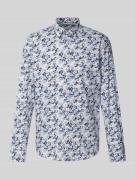 Jake*s Slim Fit Businesshemd mit floralem Allover-Muster in Weiss, Grö...