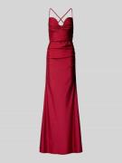 Unique Talliertes Abendkleid mit Raffungen in Rot, Größe 42