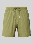 BOSS Relaxed Fit Badeshorts mit Label-Print Modell 'Iconic' in Khaki, ...