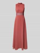 V.M. Abendkleid mit Häkelspitze in Terra, Größe 42
