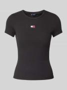 Tommy Jeans T-Shirt mit Label-Stitching in Black, Größe L