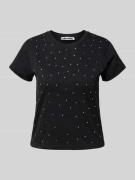 Review T-Shirt mit Ziersteinbesatz in Black, Größe L