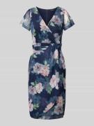 Swing Cocktailkleid in Wickel-Optik in Marine, Größe 40