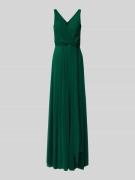 TROYDEN COLLECTION Abendkleid mit Taillenband in Smaragd, Größe 34
