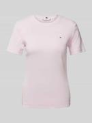 Tommy Hilfiger Slim Fit T-Shirt mit Label-Detail in Rosa, Größe XL