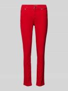 Oui Slim Fit Hose mit verkürztem Schnitt in Rot, Größe 34