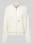 BOSS Sweatjacke mit Seiden-Anteil in Offwhite, Größe L