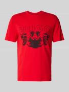 HUGO T-Shirt mit Label- und Motiv-Print Modell 'Durro' in Rot, Größe S