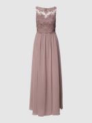 Laona Abendkleid mit Ziersteinen und floralen Stickereien in Mauve, Gr...