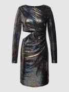 Swing Cocktailkleid mit Cut Out in Metallic Blue, Größe 40