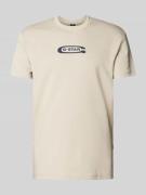 G-Star Raw T-Shirt mit Label-Print in Beige, Größe L