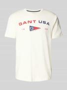 Gant T-Shirt mit Label-Details in Offwhite, Größe L
