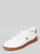 Polo Ralph Lauren Ledersneaker mit Logo-Stitching in Weiss, Größe 44