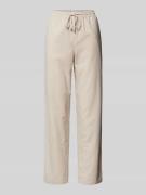 Milano Italy Straight Leg Leinenhose mit Tunnelzug in Sand, Größe 48