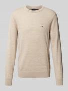 Tommy Hilfiger Strickpullover mit Leinen-Anteil in Beige, Größe L