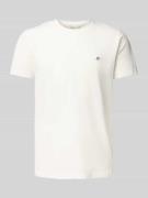 Gant Slim Fit T-Shirt mit Label-Stitching in Offwhite, Größe S