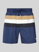 BOSS Relaxed Fit Badeshorts mit Label-Print Modell 'Louis' in Dunkelbl...