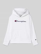 CHAMPION Hoodie mit Label-Stitching in Weiss, Größe 140