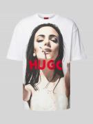 HUGO T-Shirt mit Label-Print Modell 'DUWEDIE' in Weiss, Größe L