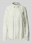 ZABAIONE Regular Fit Leinenbluse mit Brusttasche in Khaki, Größe L